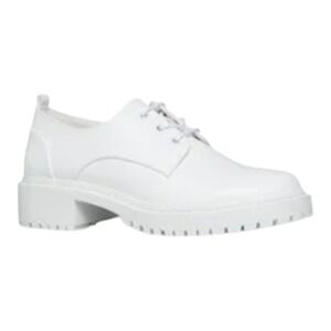 ShoeDazzle Adalina Oxford Shoes Womens 7‎ White Snakeskin Lug Sole Platform